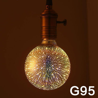 LED Light Bulb 3D Decoration Bulb Firework 110 220V ST64 G95 G80 G125 A60 Bottle Heart Holiday Lights Novelty Christmas Lamp