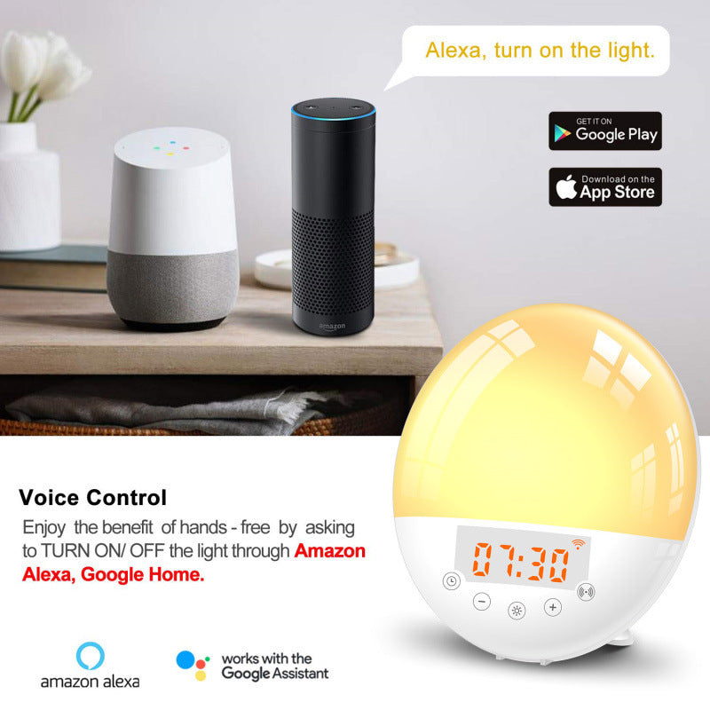 WiFi Voice Control Intelligent Alarm Clock, Sunrise Natural Wake-up Light